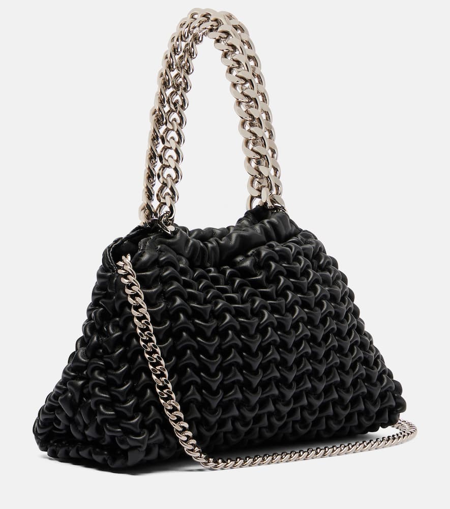 Stella Mccartney Falabella Small Woven Shoulder Bag In Black