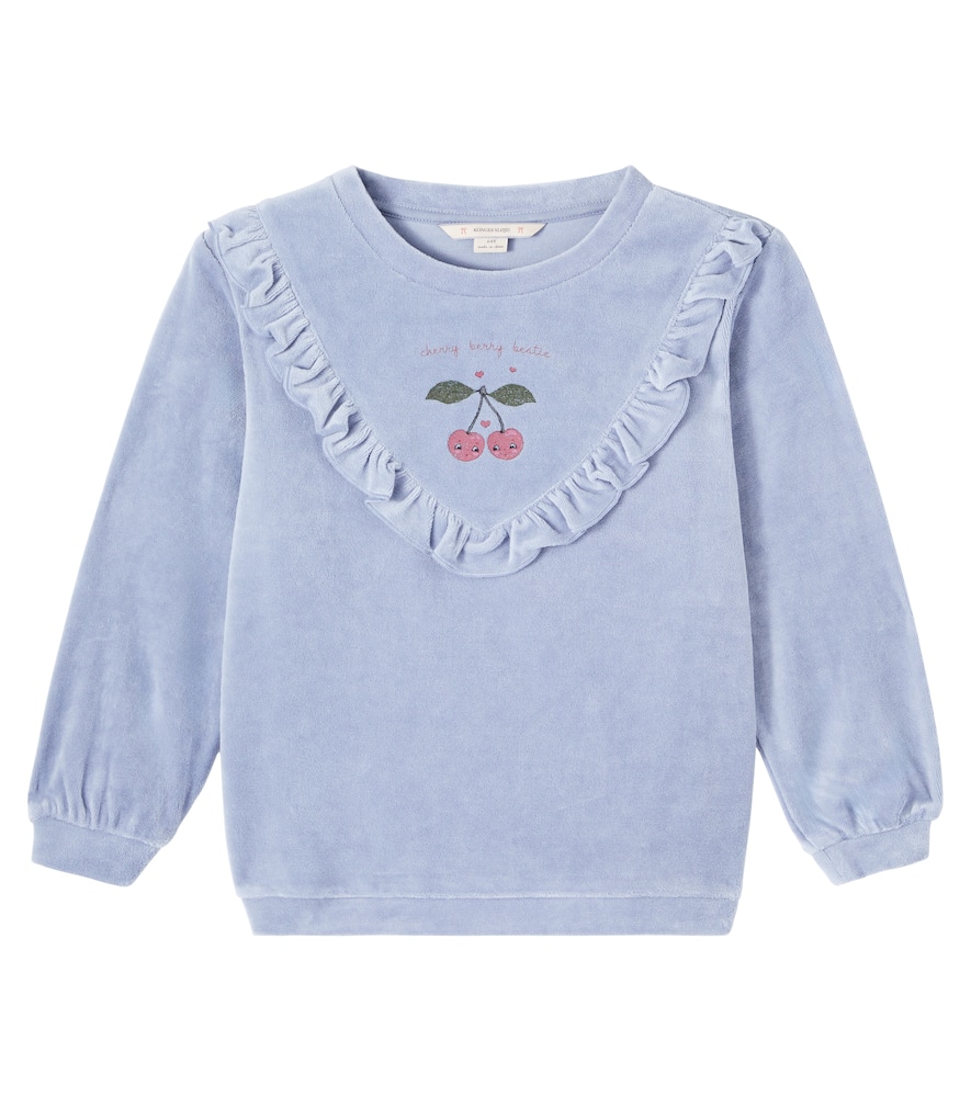 Konges Sløjd Wally Cotton-blend Velvet Sweatshirt In Blue