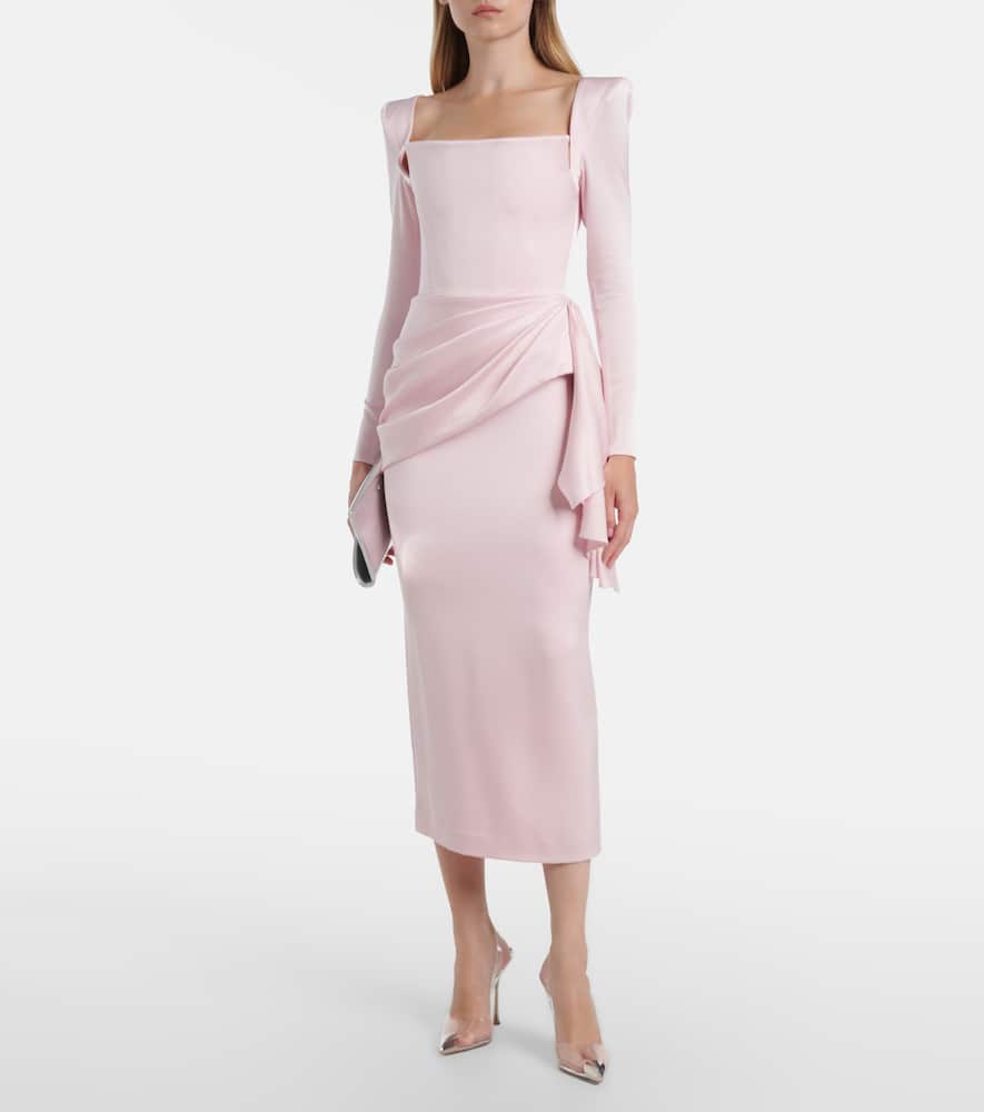 Alex Perry Draped Crêpe Satin Midi Dress In Animal Print