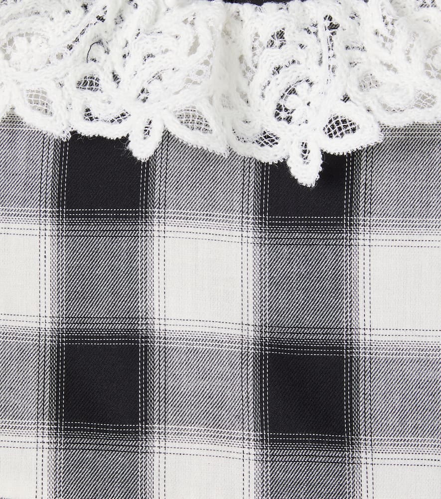 Tartine Et Chocolat Lace-trimmed Checked Cotton Dress In Black