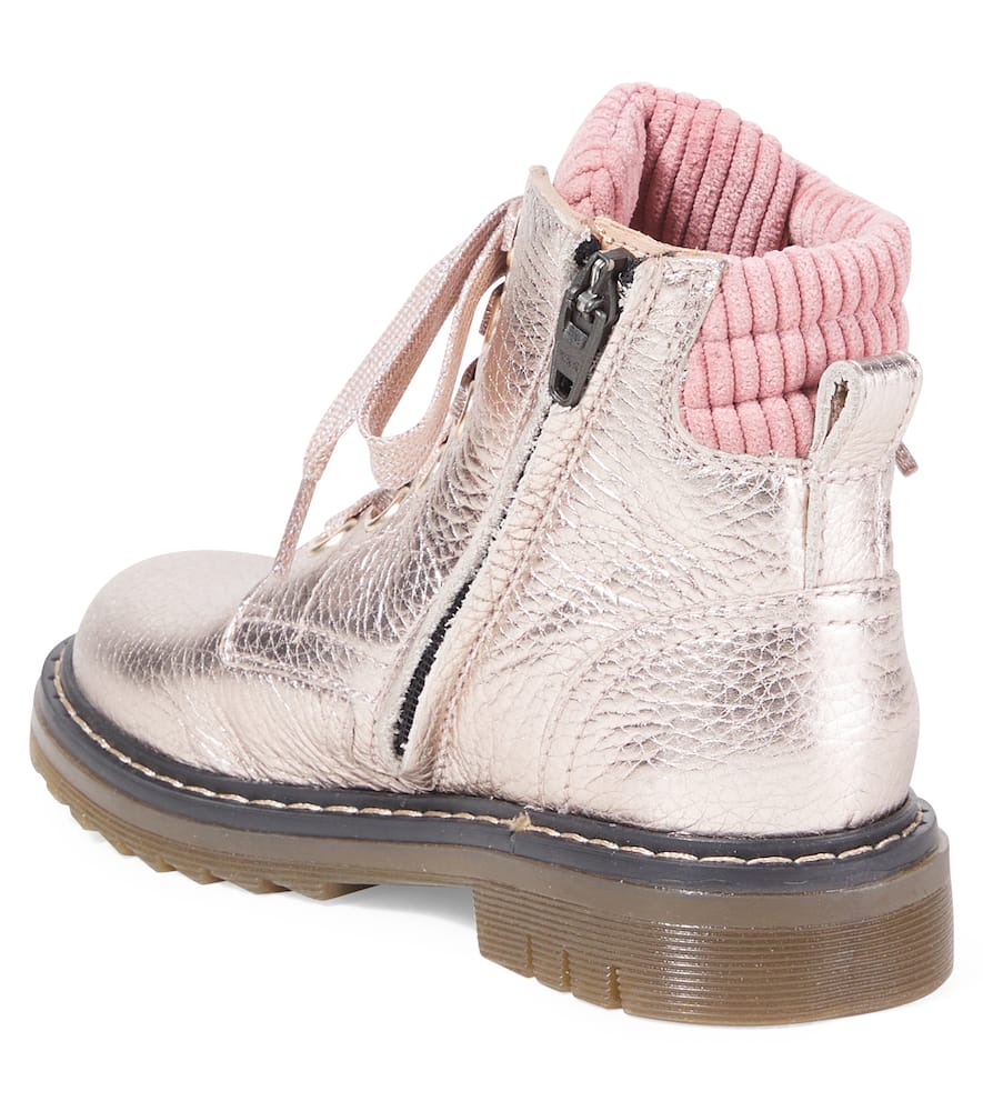 Pom D'api Metallic Leather Lace-up Boots In Pink