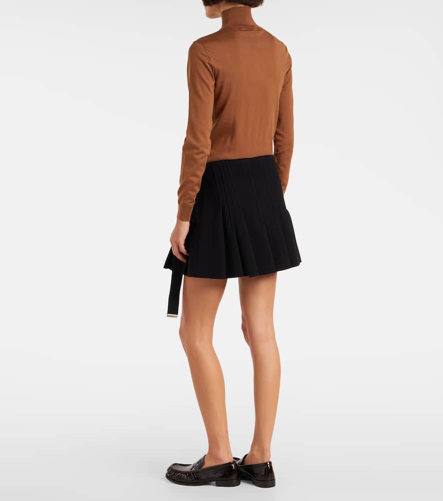 Plan C Belted Miniskirt In Black