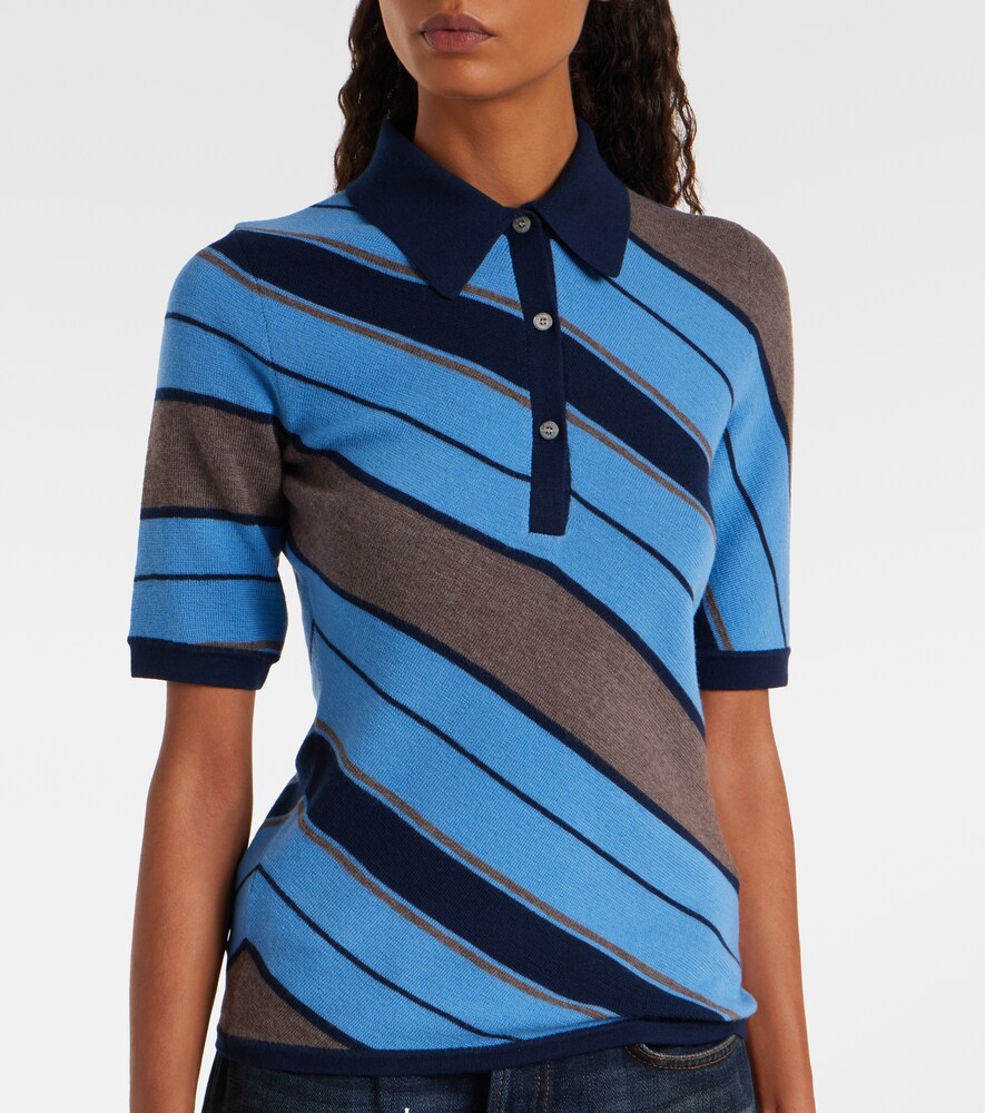 Ribbed-Knit Striped Polo