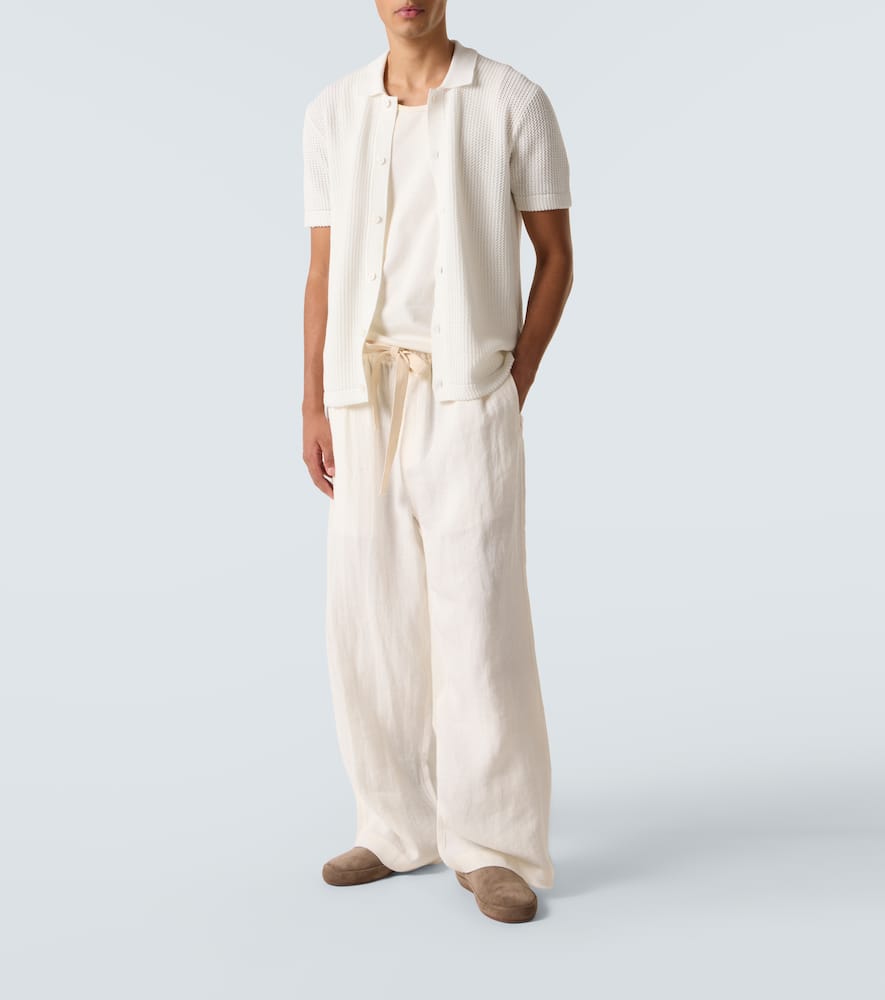 Orlebar Brown Tiernan Crochet Cotton Polo Shirt In White