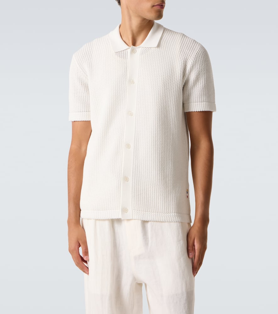 Orlebar Brown Tiernan Crochet Cotton Polo Shirt In White