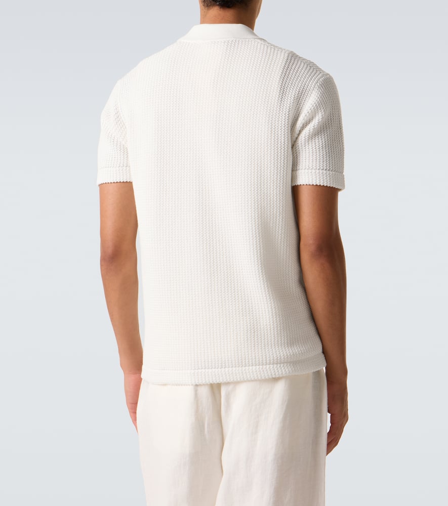 Orlebar Brown Tiernan Crochet Cotton Polo Shirt In White