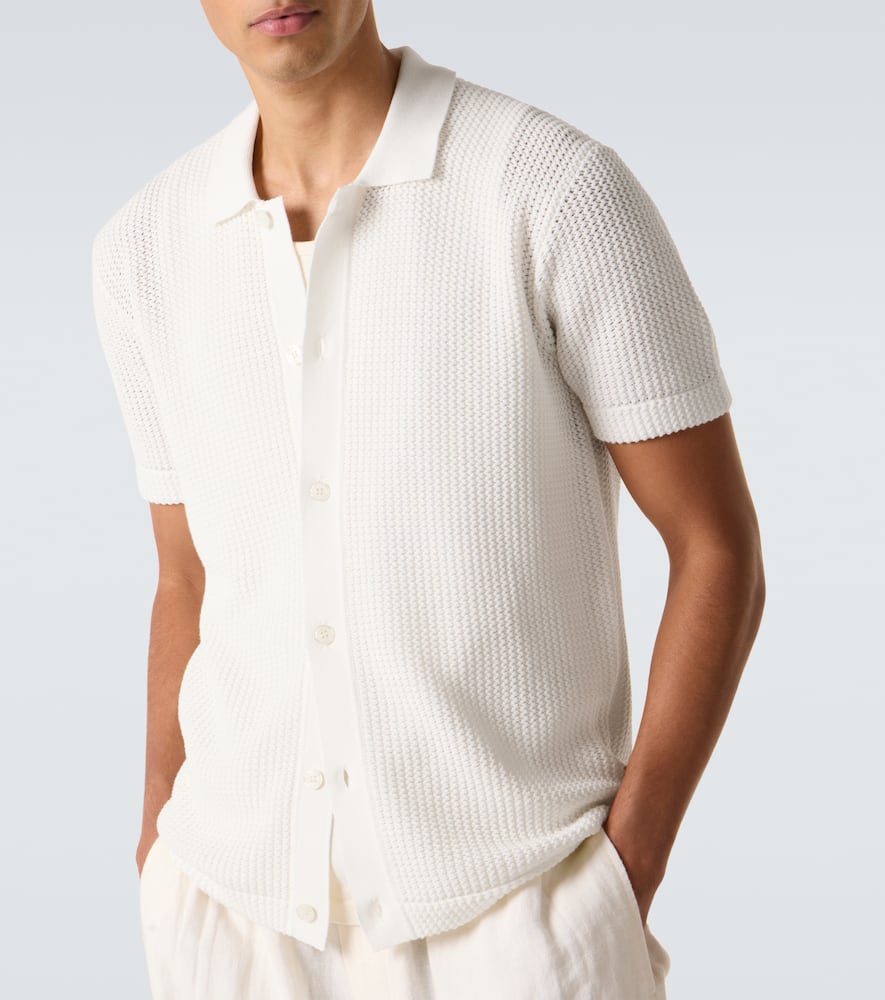 Orlebar Brown Tiernan Crochet Cotton Polo Shirt In White
