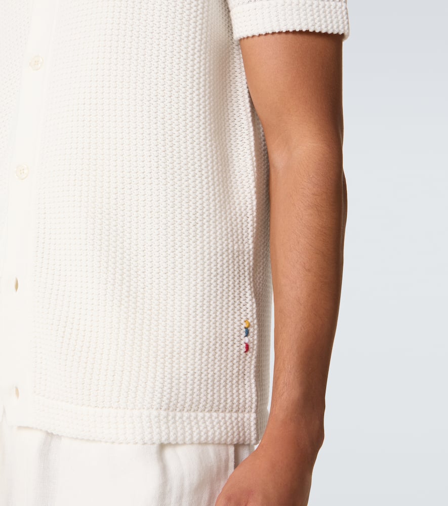 Orlebar Brown Tiernan Crochet Cotton Polo Shirt In White