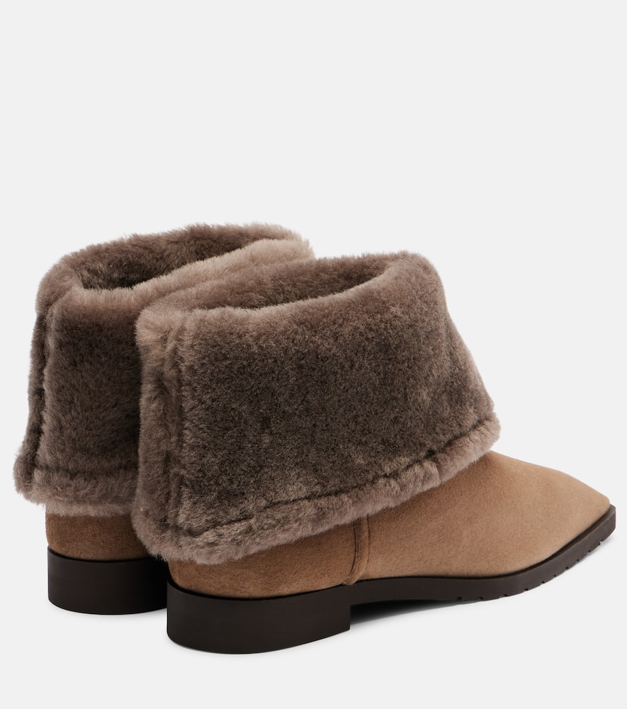 Totême Ankle Boots Aus Veloursleder Mit Shearling In Animal Print