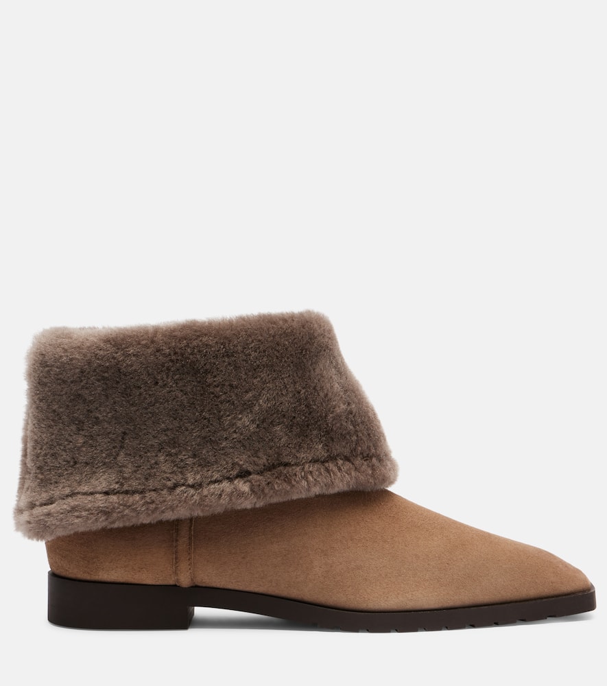 Totême Ankle Boots Aus Veloursleder Mit Shearling In Animal Print