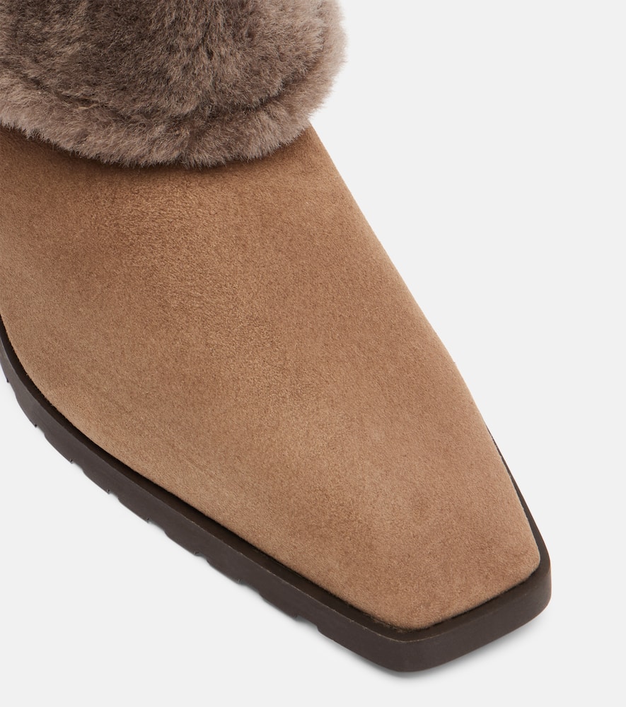 Totême Ankle Boots Aus Veloursleder Mit Shearling In Animal Print