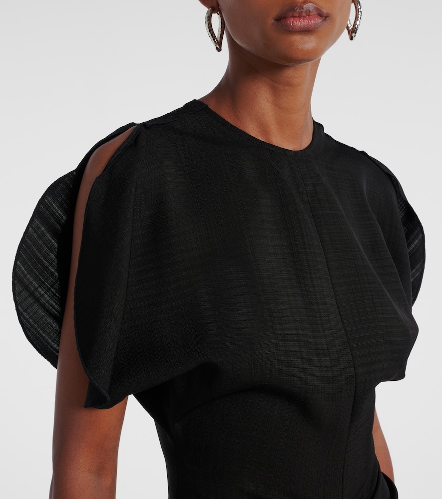 Victoria Beckham Gathered Waist Midi Dress Dark Olive In Black