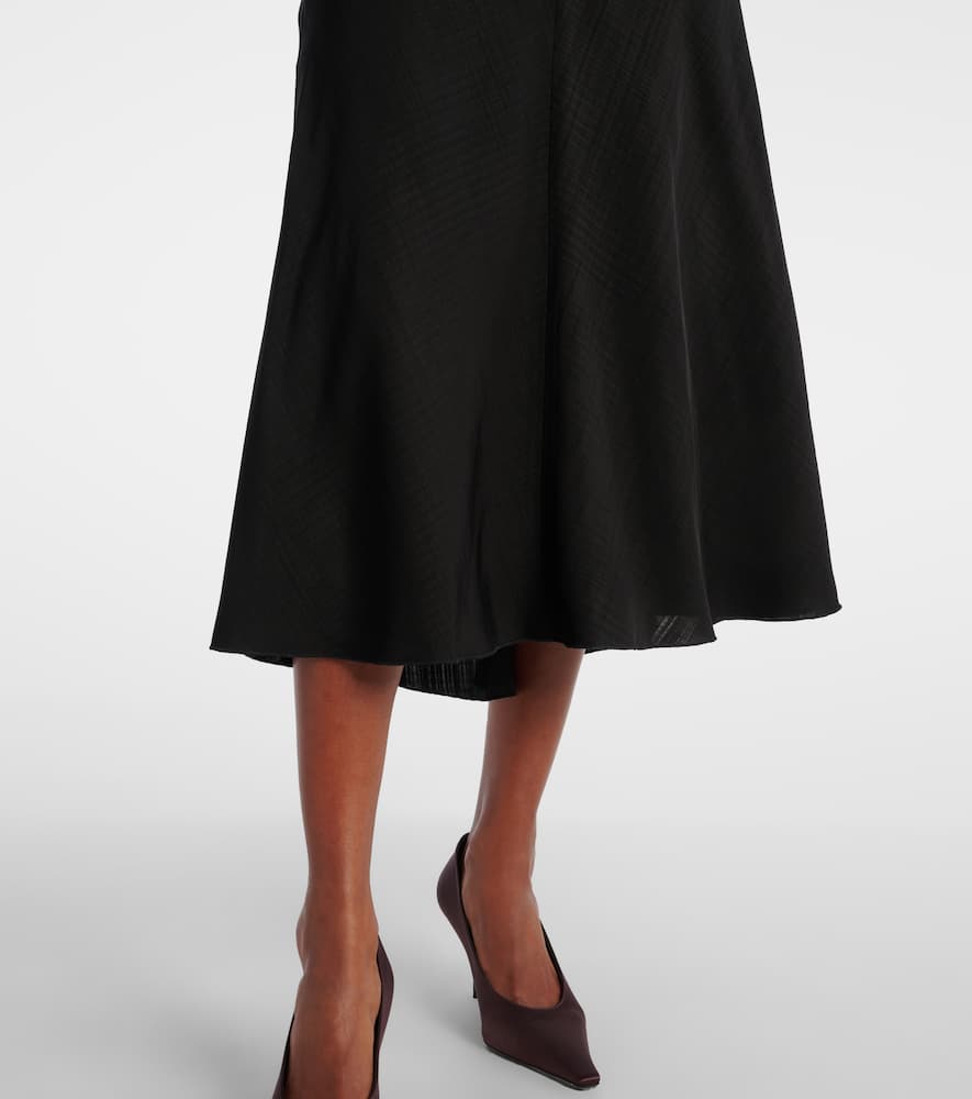 Victoria Beckham Gathered Waist Midi Dress Dark Olive In Black