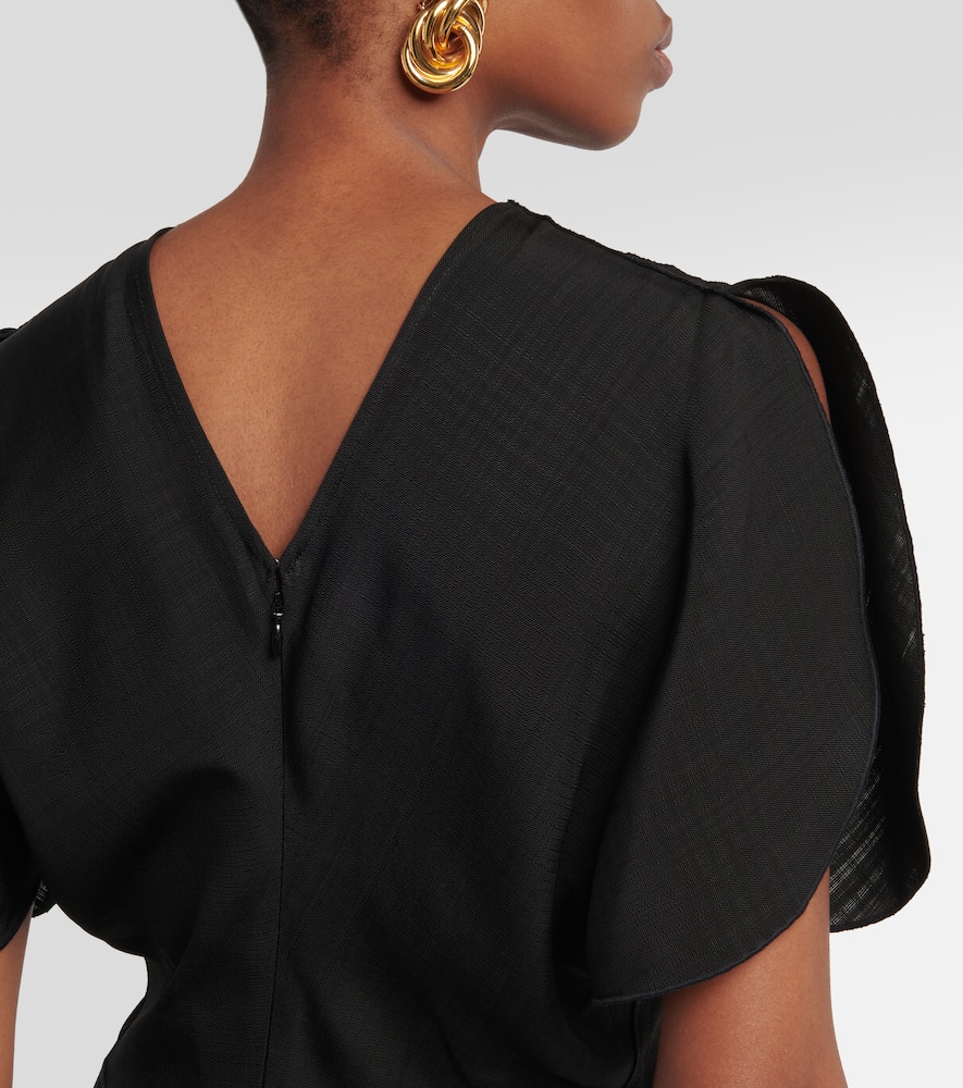 Victoria Beckham Gathered Waist Midi Dress Dark Olive In Black