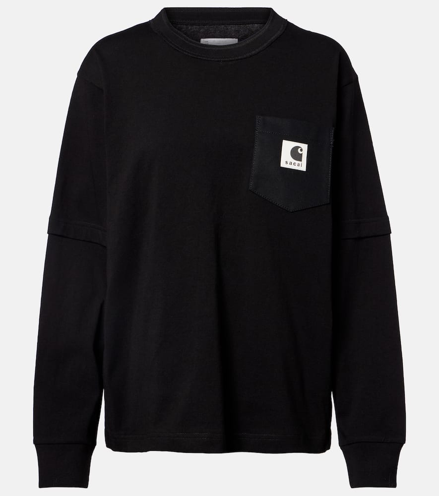 Sacai X Carhartt Cotton Jersey Sweatshirt In Black