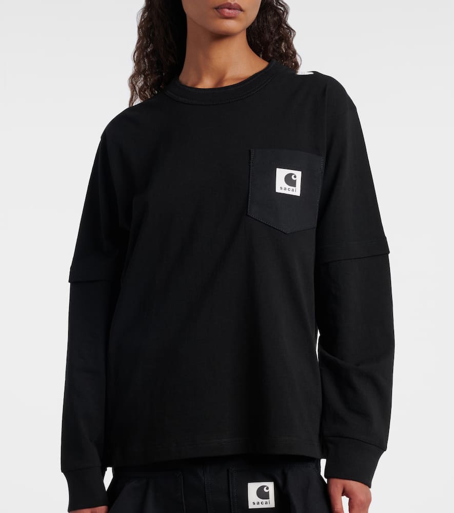 Sacai X Carhartt Cotton Jersey Sweatshirt In Black