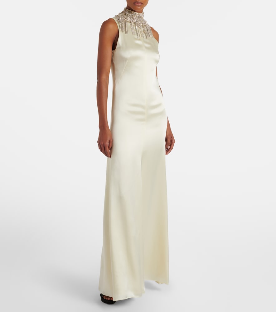  Mcqueen Mcqueen Robe Aus Satin Mit Kristallen 