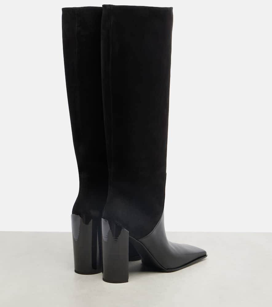 Alaïa 90 Leather And Suede Knee-high Boots In Black