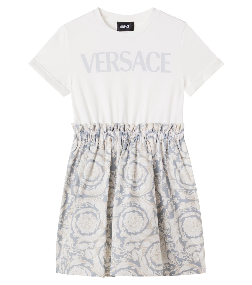 Versace Kids White Barocco Kids Cotton Jersey Dress Y Size 12 - Mytheresa