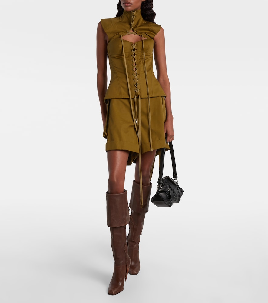 McQueen Cutout lace-up cotton corset top