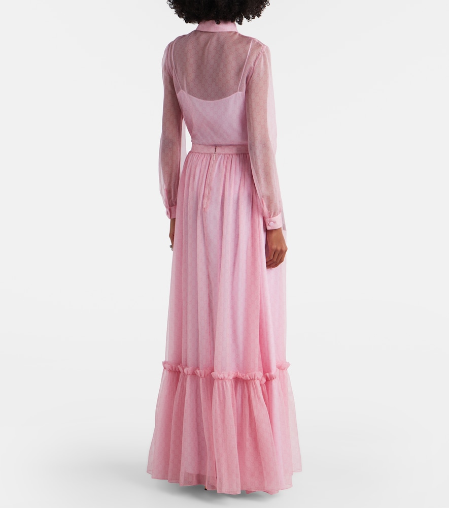  Gucci Gucci Gg Printed Silk Chiffon Maxi Skirt 
