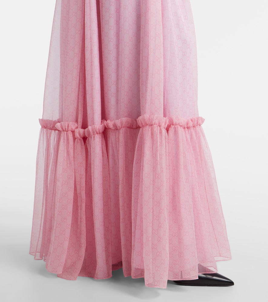  Gucci Gucci Gg Printed Silk Chiffon Maxi Skirt 