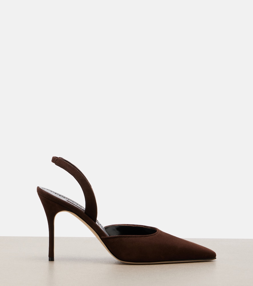  Manolo Blahnik Manolo Blahnik Borelapla Suede Slingback Pumps 