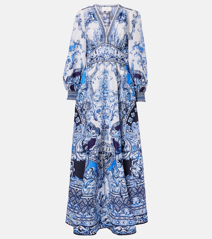 Camilla Printed Linen and Silk Maxi Dress