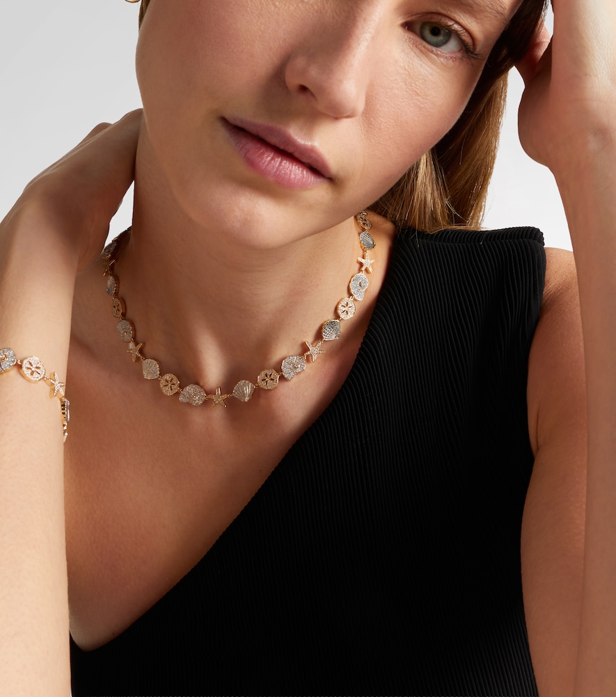 Sydney Evan Sea Life 14kt gold necklace with diamonds