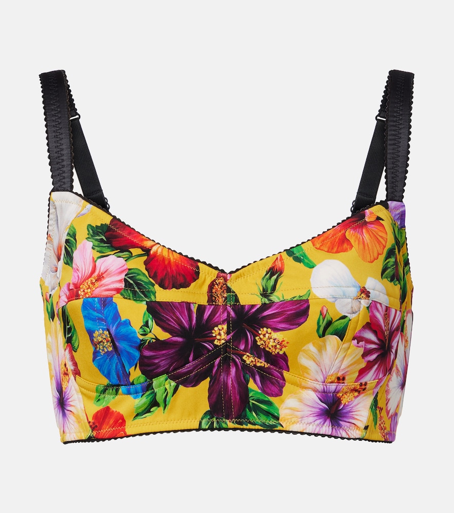 Dolce & Gabbana Floral silk-blend crop top