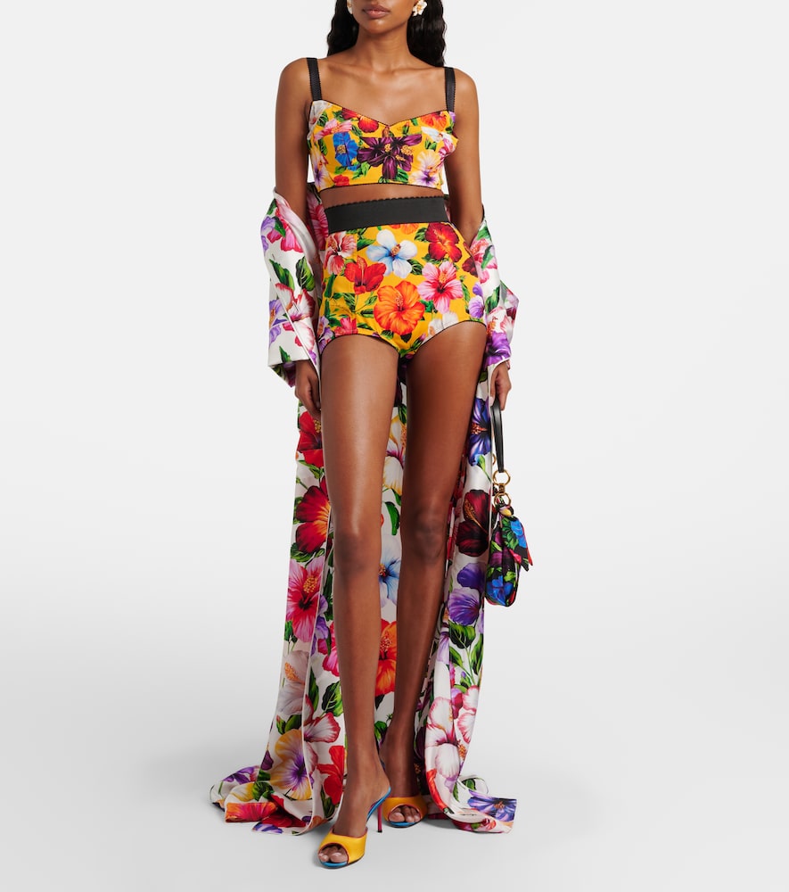 Dolce&Gabbana Floral Silk-Blend Crop Top