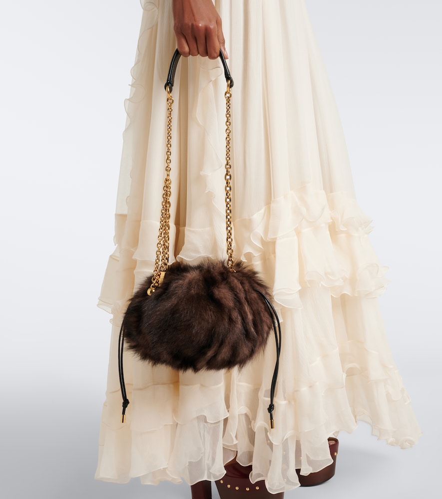 Chloé Chloé Plissé Shearling Shoulder Bag