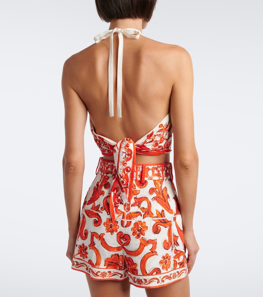 Dolce&Gabbana Majolica Silk-Blend Crop Top