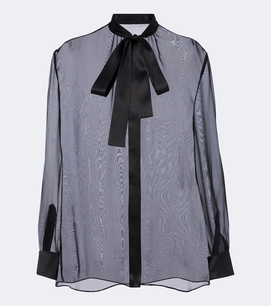 Dolce&Gabbana Sheer Tie-Neck Silk Chiffon Blouse