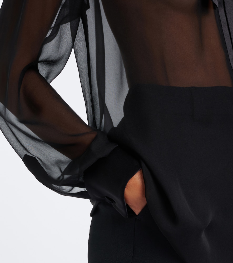 Dolce&Gabbana Sheer Tie-Neck Silk Chiffon Blouse