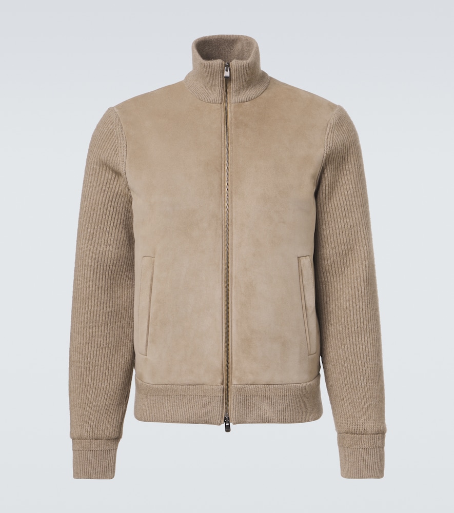 Bomber in cashmere e suede