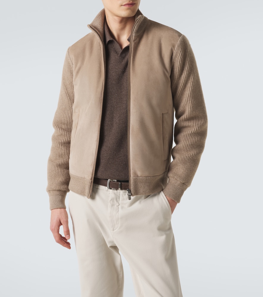 Cashmere And Suede Bomber Jacket