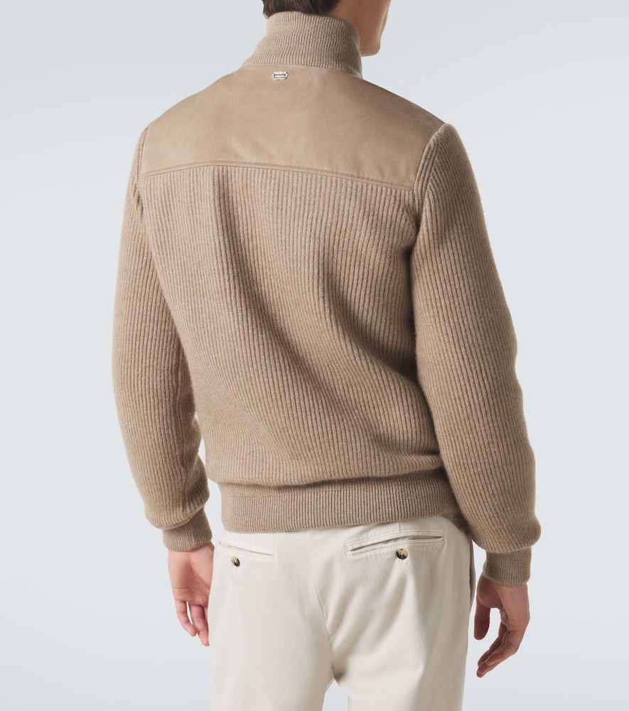 Cashmere And Suede Bomber Jacket