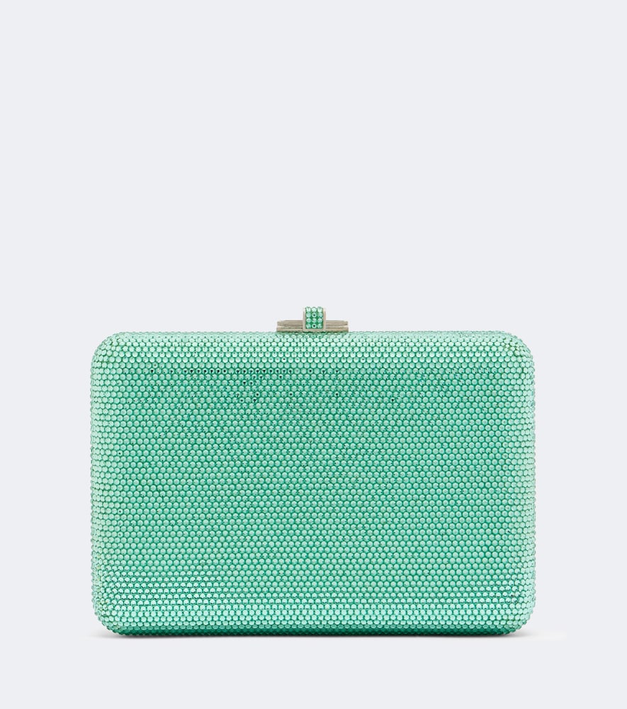 Judith Leiber Slim Slide Embellished Clutch In Green