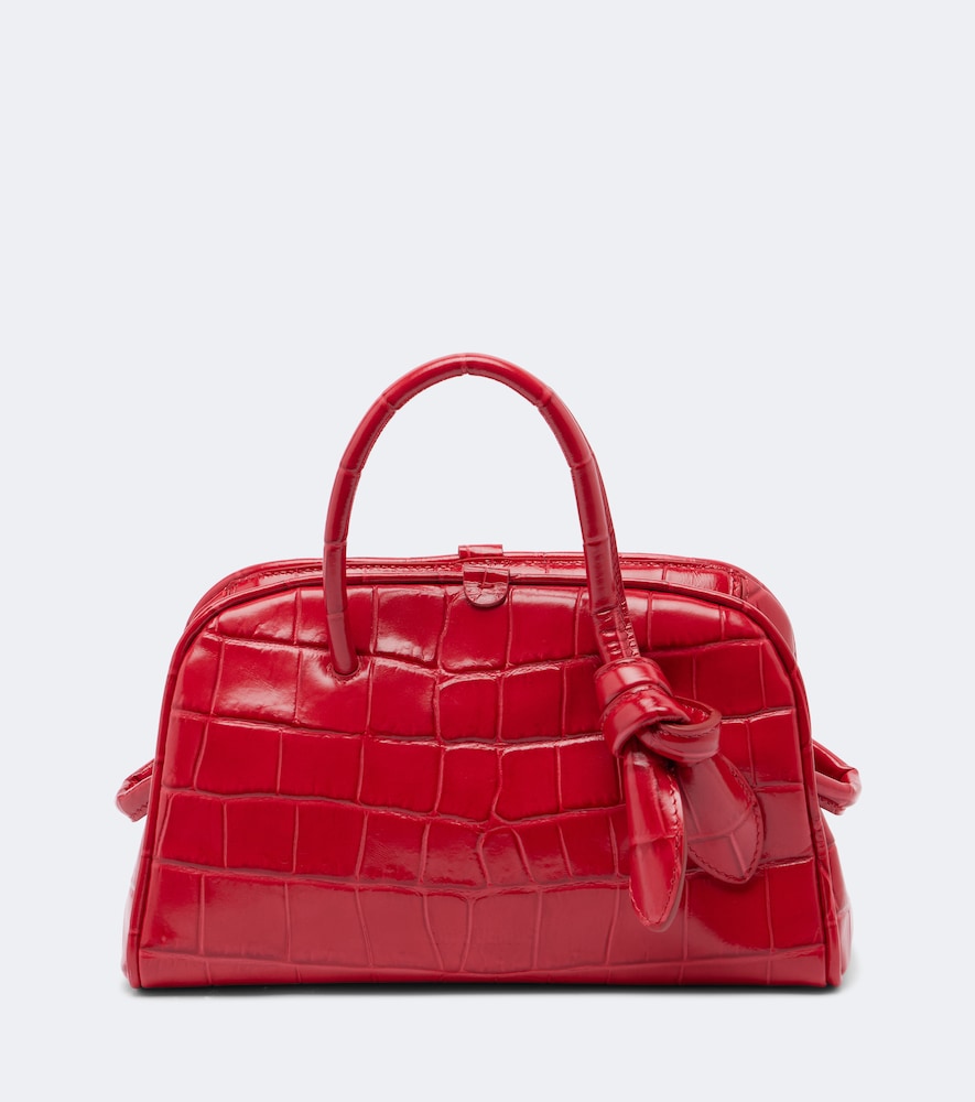 Jacquemus Turismo Small Croc-effect Leather Bowling Bag In Red