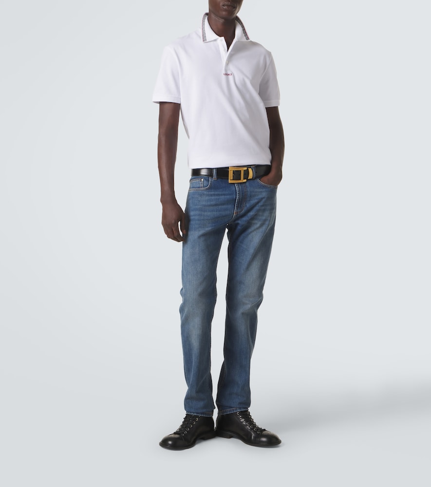 Greca Cotton Piqué Polo Shirt