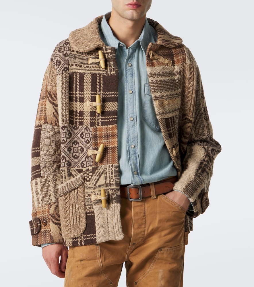Patchwork Wool, Linen, And Cardigan