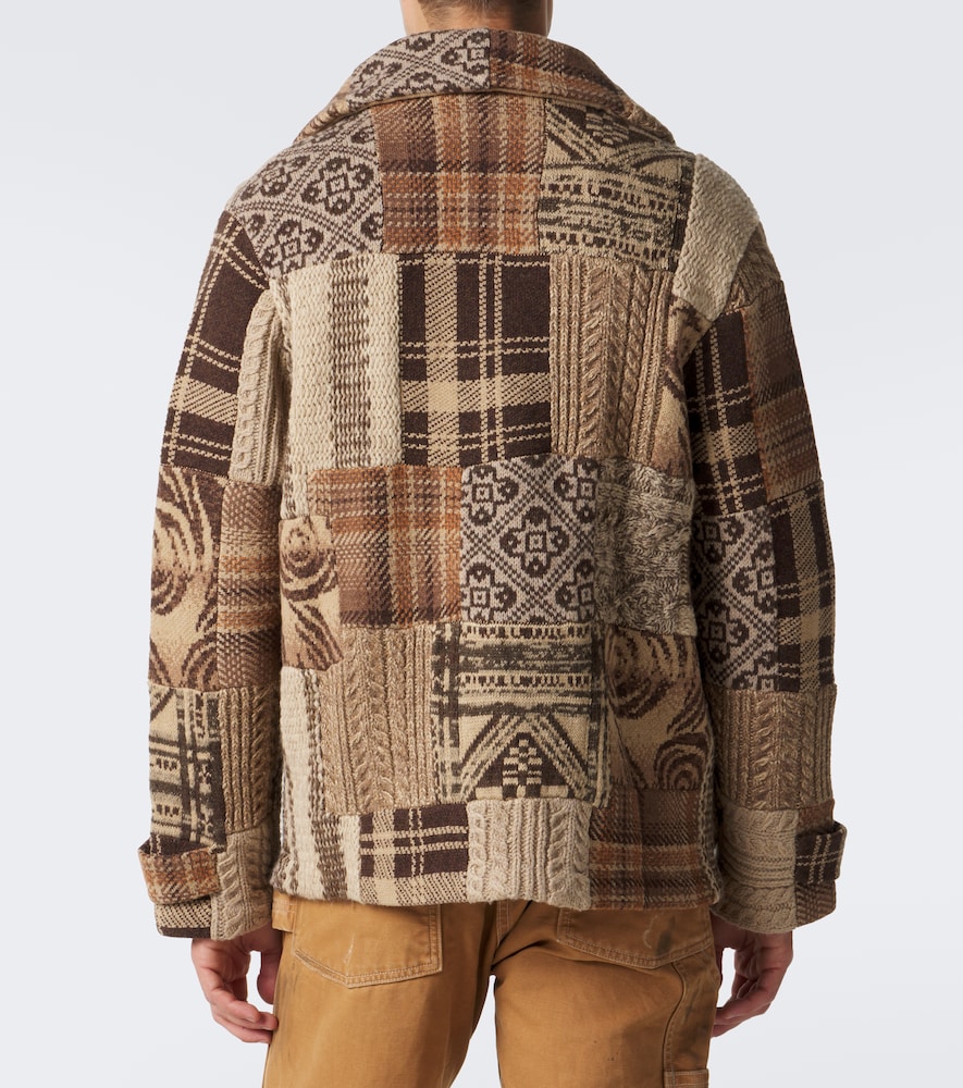 Patchwork Wool, Linen, And Cardigan