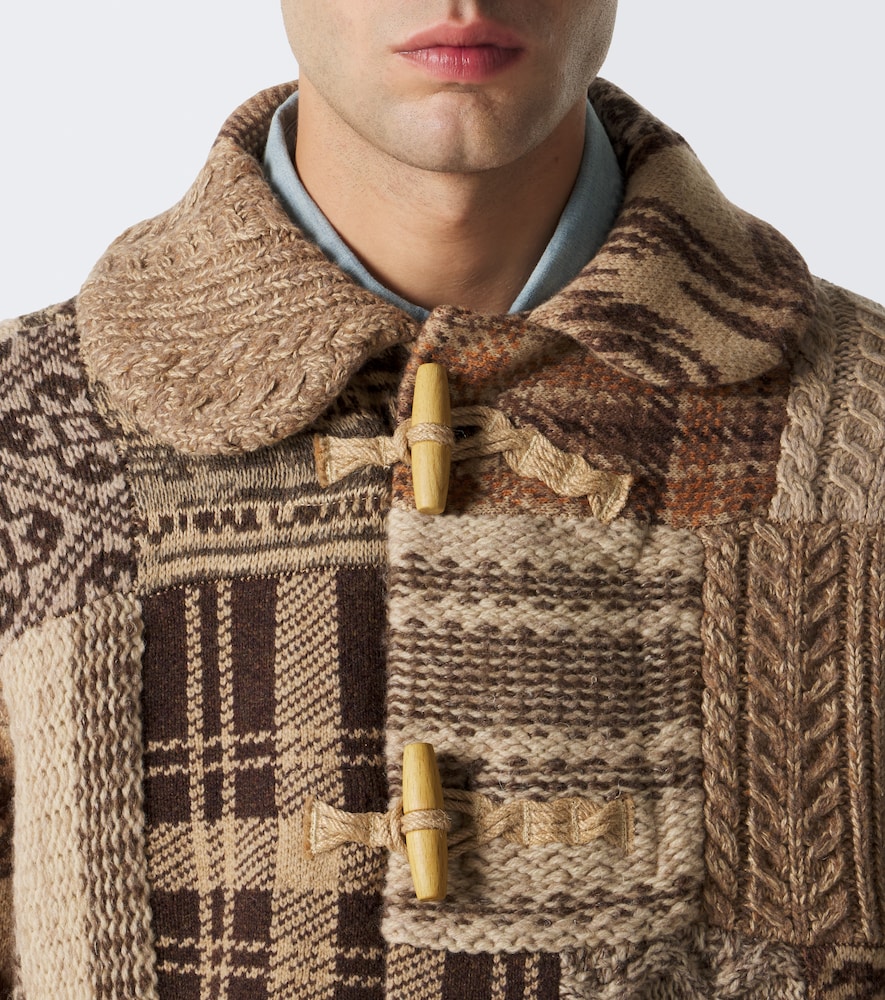Patchwork Wool, Linen, And Cardigan