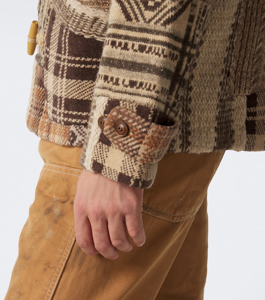 Patchwork Wool, Linen, And Cardigan