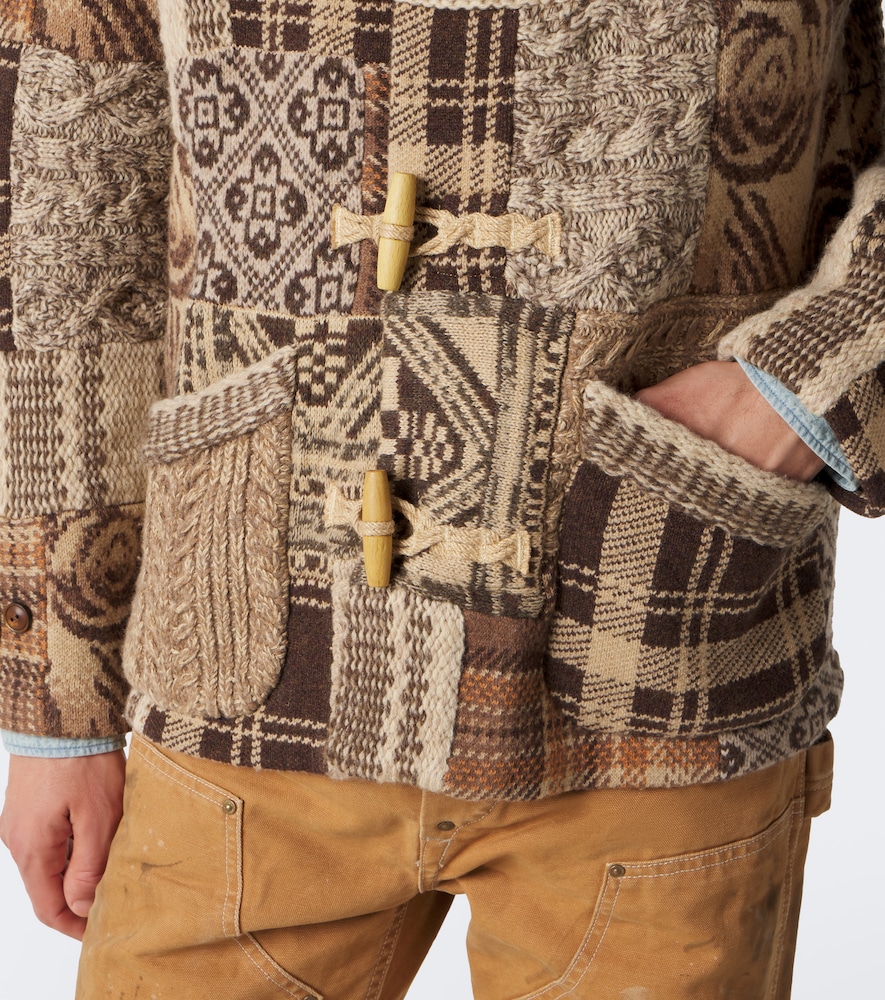 Patchwork Wool, Linen, And Cardigan