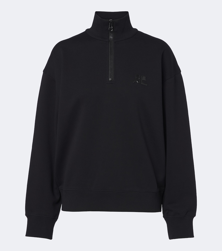 Courrèges Cotton Fleece Sweatshirt In Black