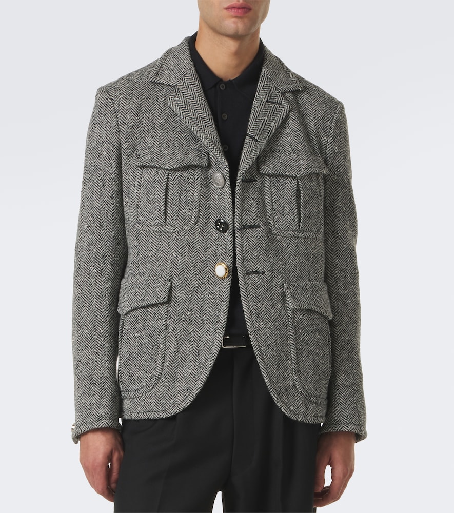 Herringbone Wool-Blend Blazer