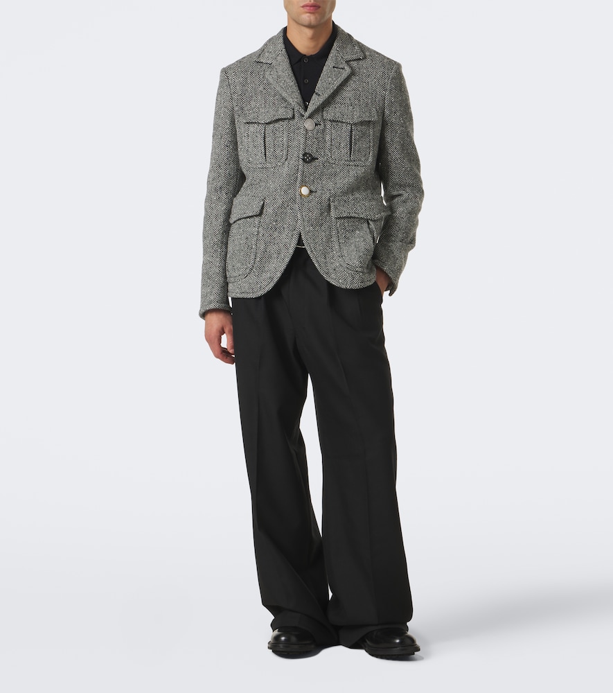 Herringbone Wool-Blend Blazer