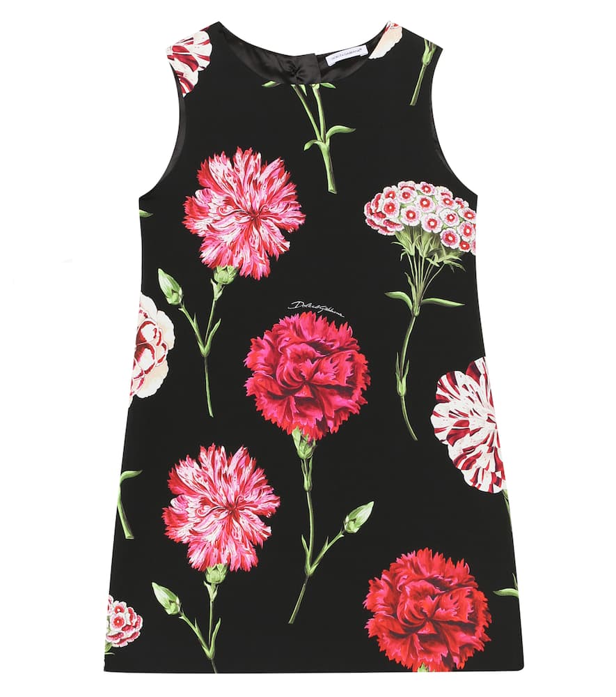 Click to view more detailed imagery on our partner's website Dolce & Gabbana Kids' Floral Print Silk Blend Charmeuse Dress In Black